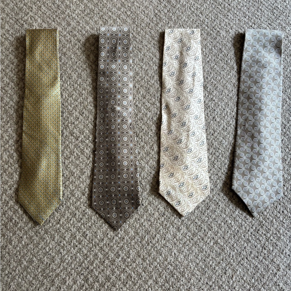 Men's Tie Collection - Gold, Gray, Cream, Silver